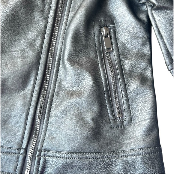 053 H&M Kids Silver/Grey Faux Leather Biker Jacket - Picture 5 of 5